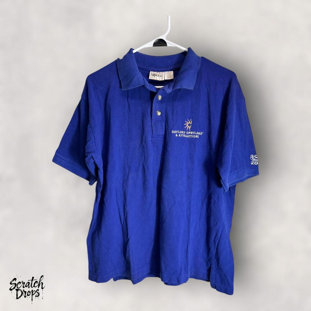 Vintage 2005 North Gaylord Opryland Polo Shirt Size Large 100 Cotton Blue 23x26